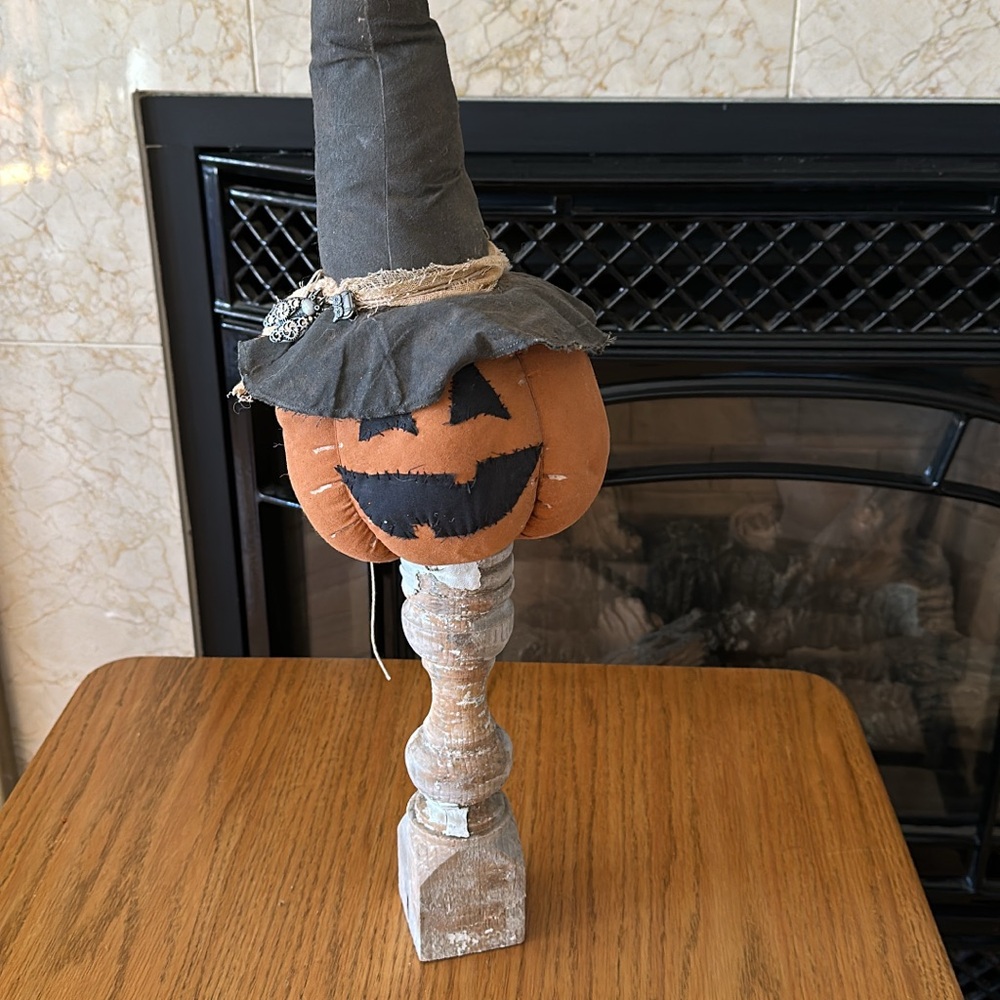 Halloween Pumpkin Decor with Witch Hat